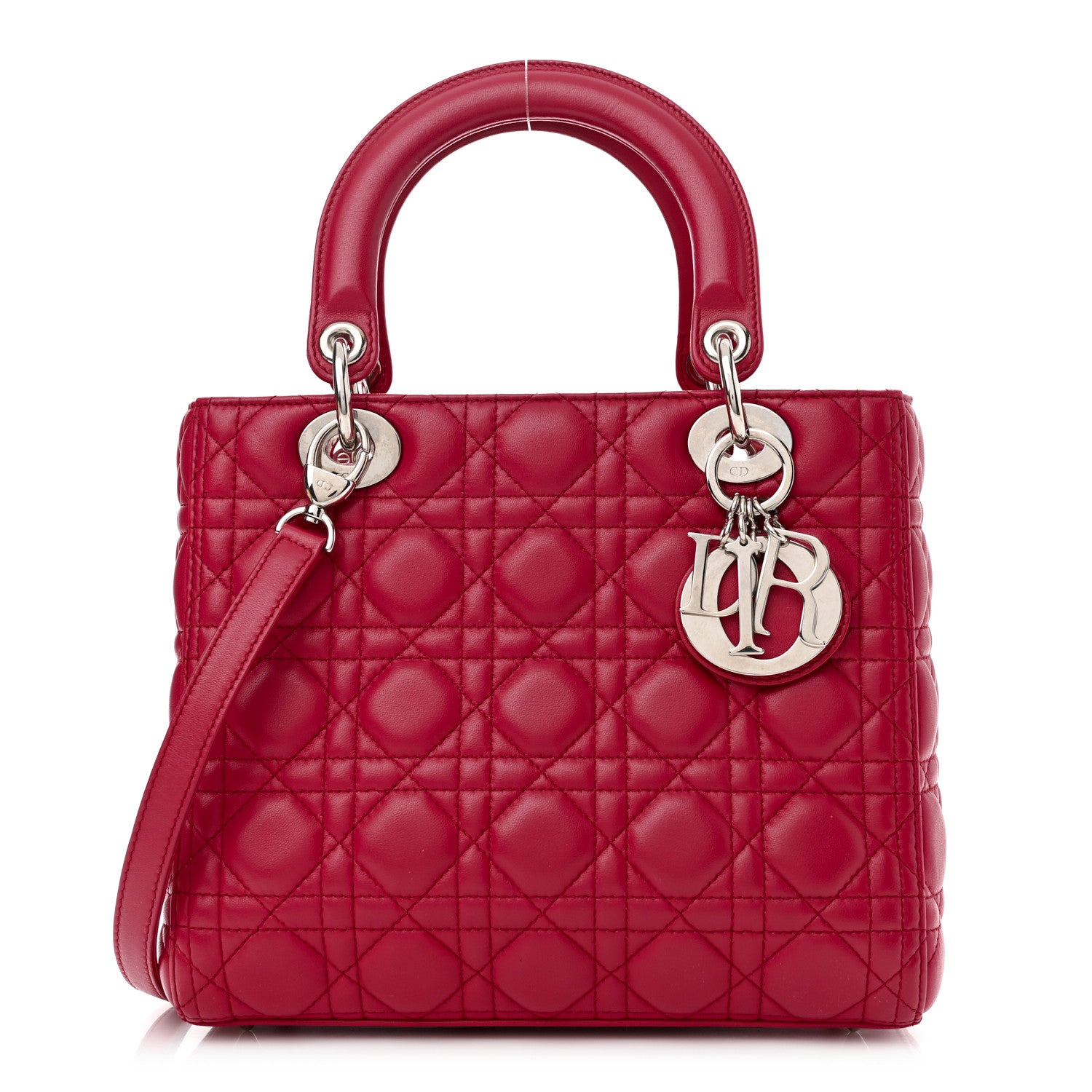 Christian Dior Lambskin Cannage Medium Lady Dior Fuchsia 1 of 9
