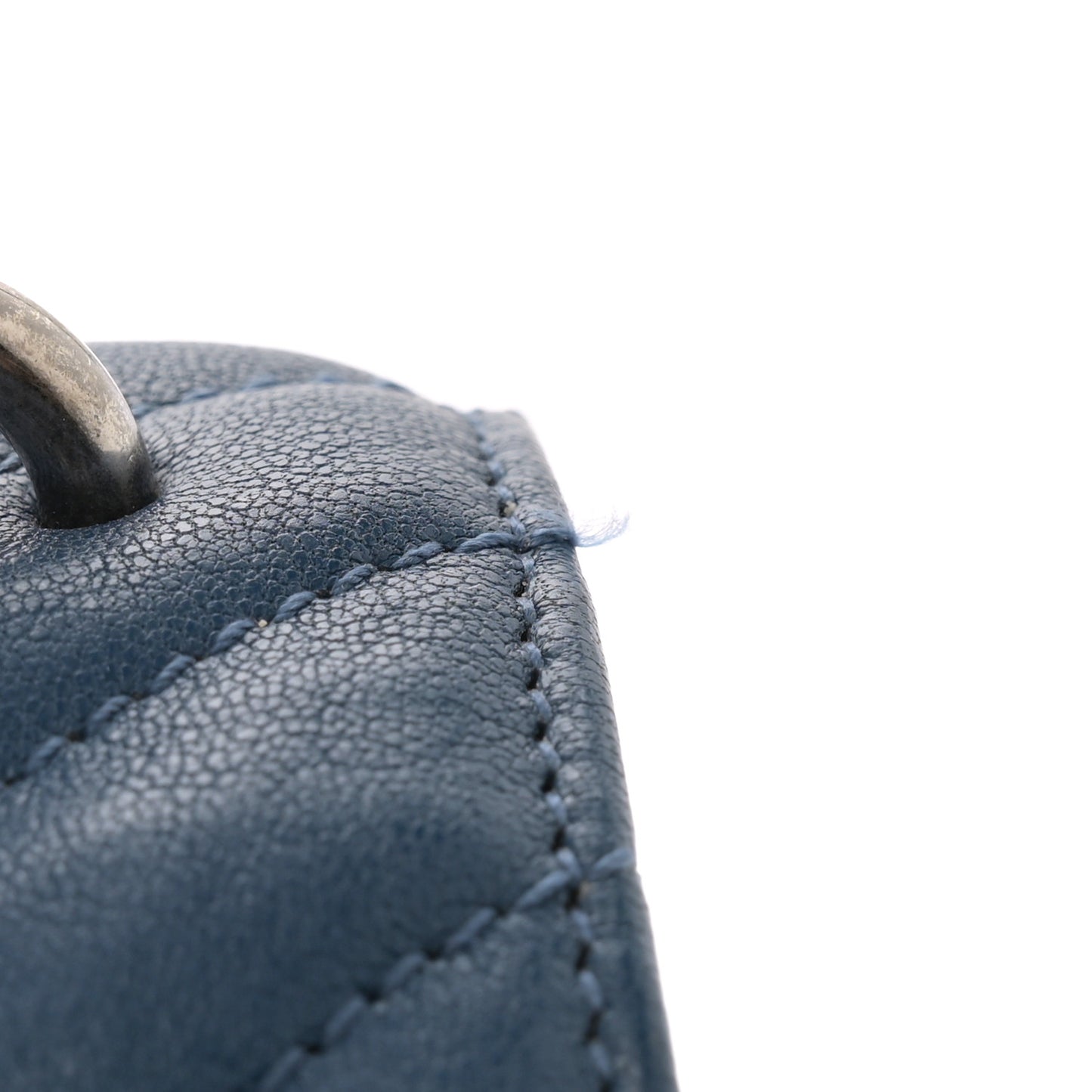 Sheepskin Matelasse Chevron Monogram Medium College Bag Blue Charron