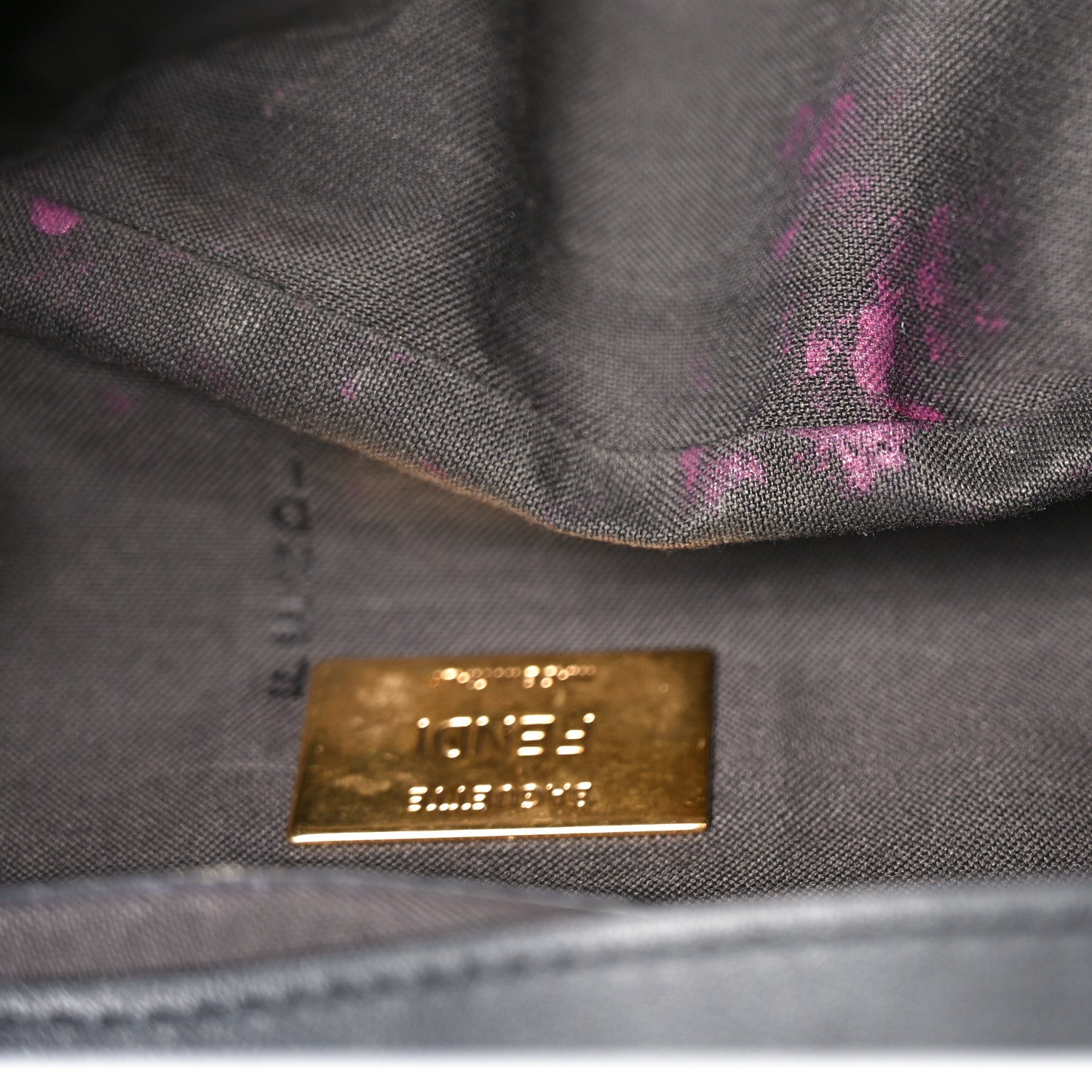 Fendi Shearling Vitello Dolce Macro FF 1974 Large Baguette Tobacco Black 11 of 11