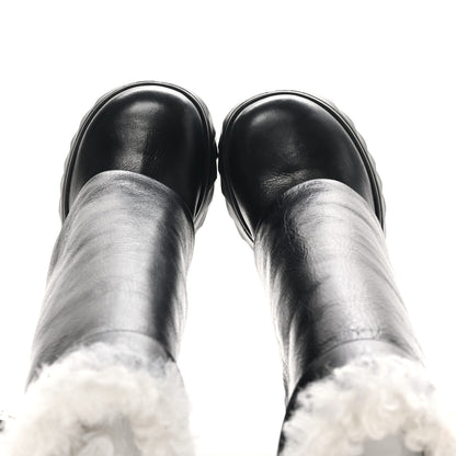Givenchy Crinkled Calfskin Shearling Shark Lock Biker Ankle Boots 39 Black Natural 2 of 8