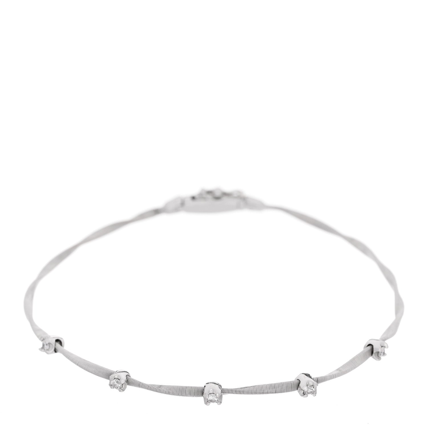 Marco Bicego 18K White Gold Diamond Marrakech Twisted Coil Bracelet 1 of 4