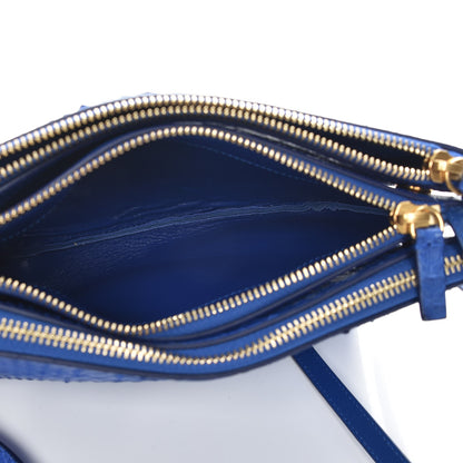 Celine Python Small Trio Crossbody Bag Royal Blue 6 of 9