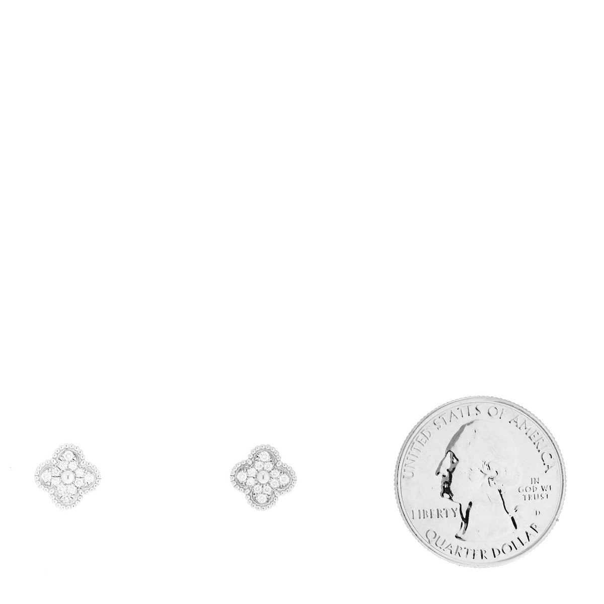 Van Cleef & Arpels 18K White Gold Diamond Sweet Alhambra Earrings 2 of 6