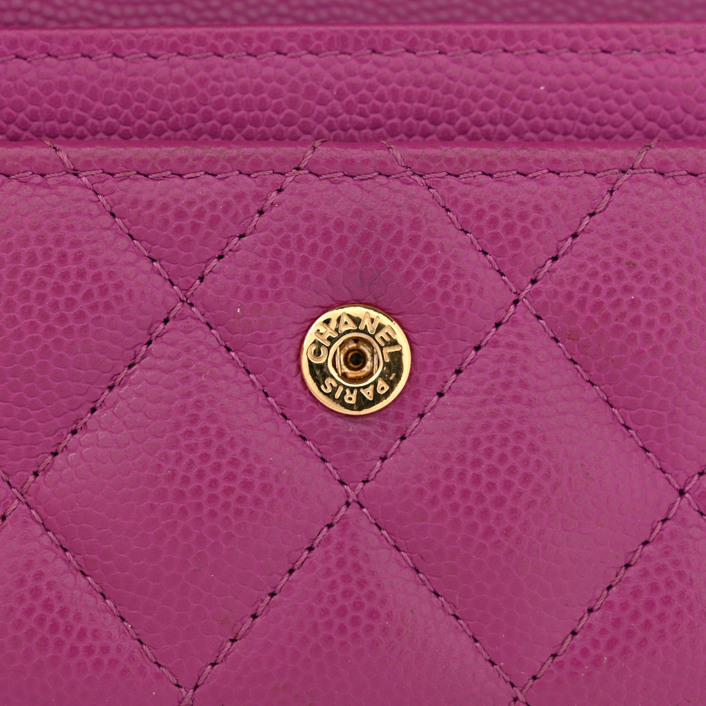Caviar Quilted Textured CC Flap Card Holder Purple
