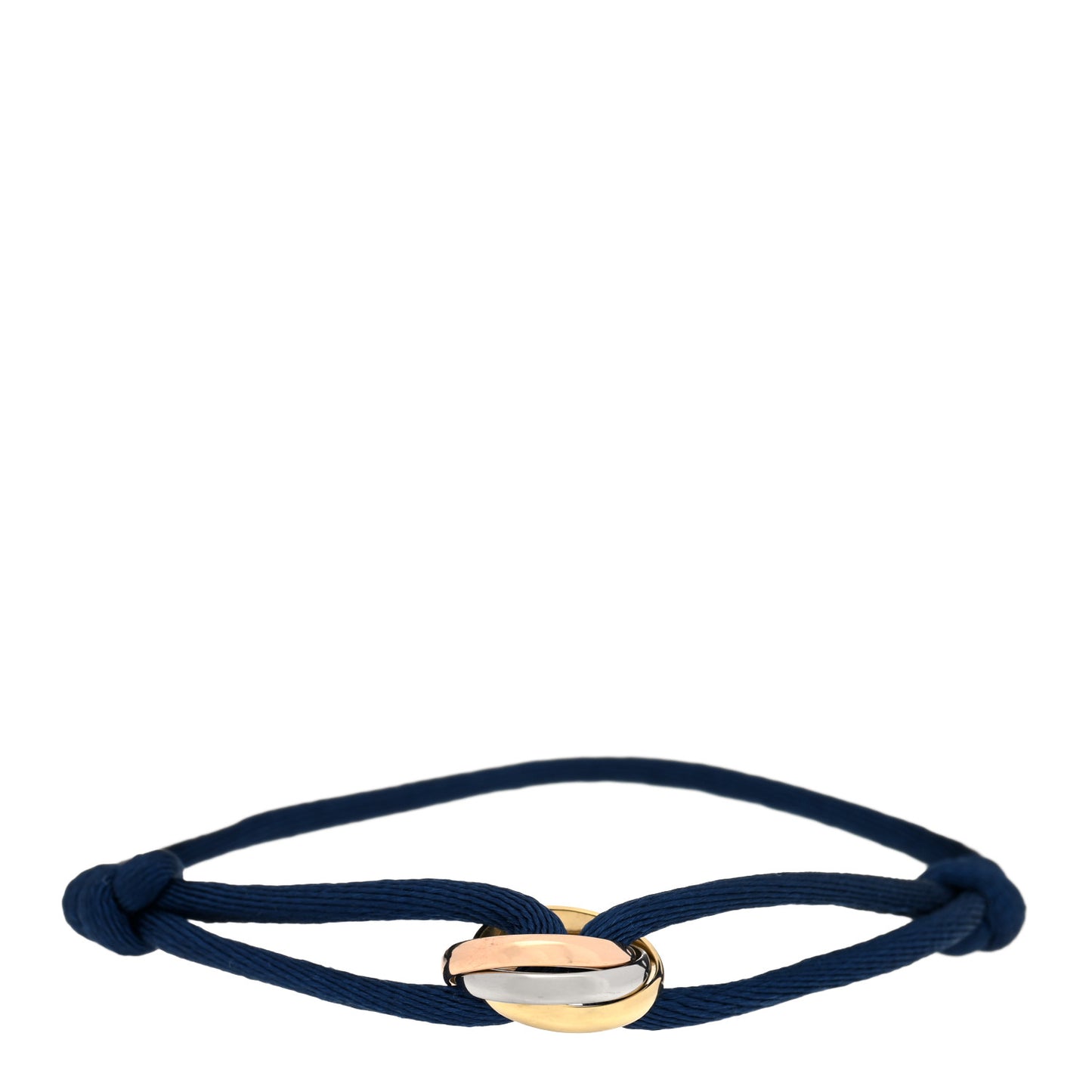 18K Pink Yellow White Gold Trinity Adjustable Cord Bracelet Blue
