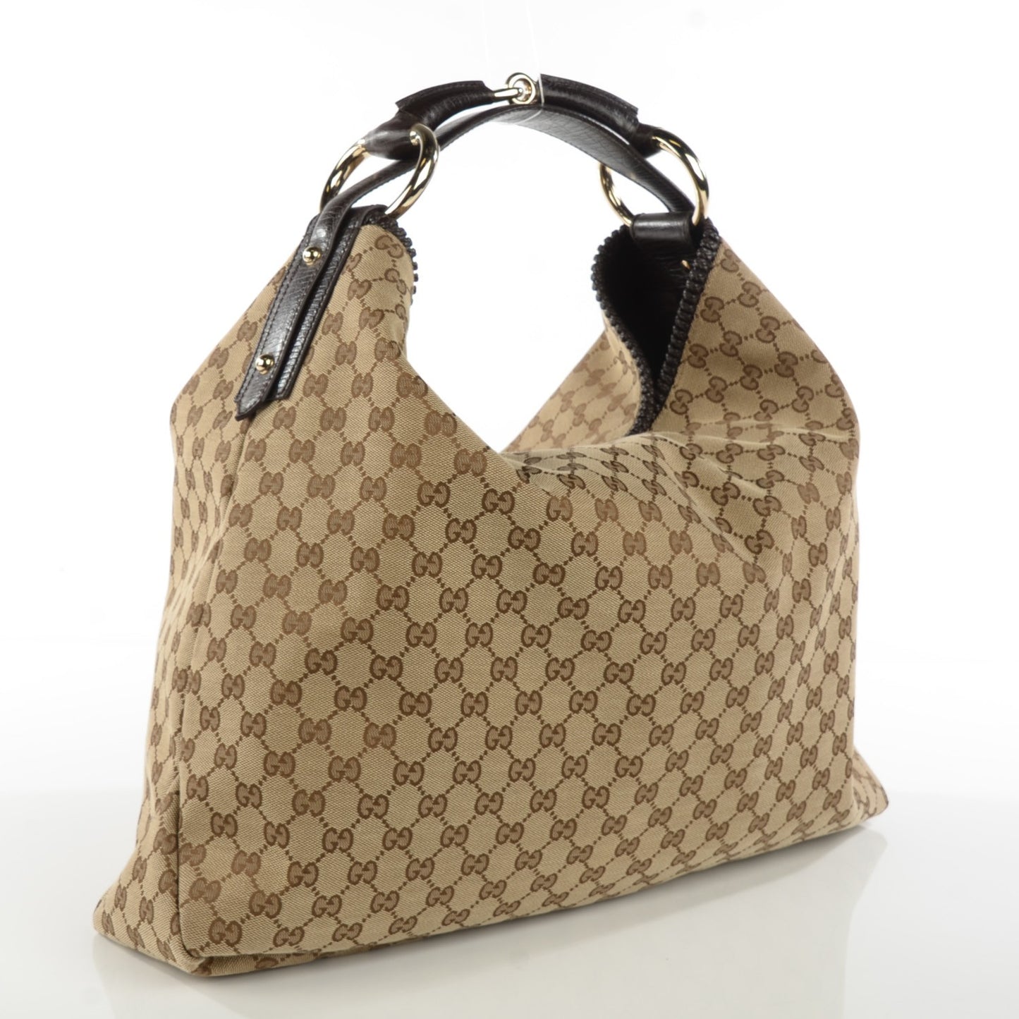 Monogram Large Horsebit Chain Hobo Dark Brown