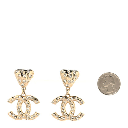 Chanel Crystal CC Drop Clip On Earrings Gold 2 of 5