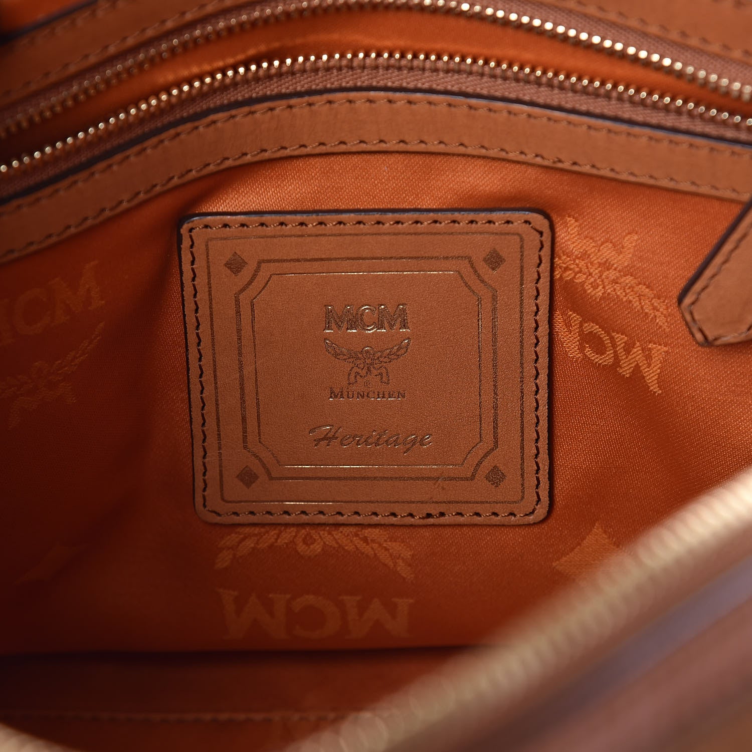 MCM Visetos Medium Boston Bag Cognac 6 of 13