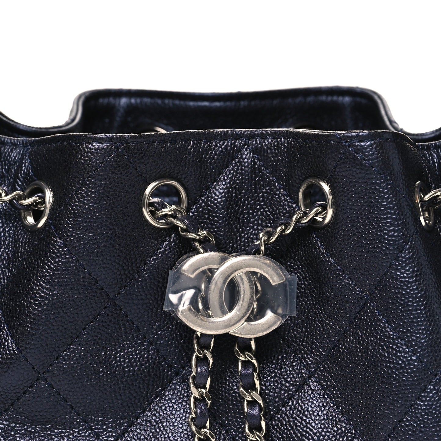 Metallic Caviar Quilted Mini Chanel 25 Handbag Dark Blue