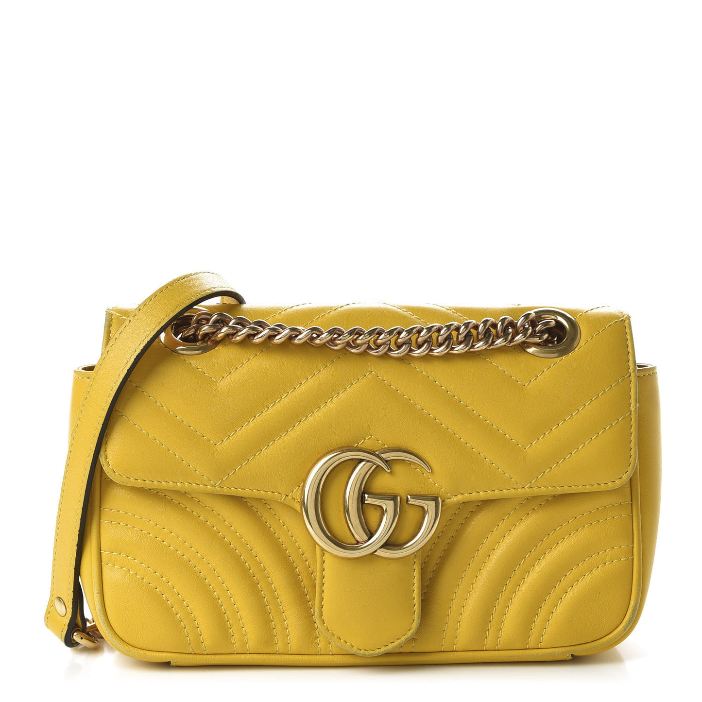 Calfskin Matelasse Mini GG Marmont Shoulder Bag Stone Topaz