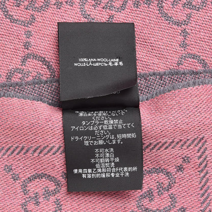 Gucci Wool Jacquard GG Monogram Sten Fringe Scarf Graphite Pink 6 of 6