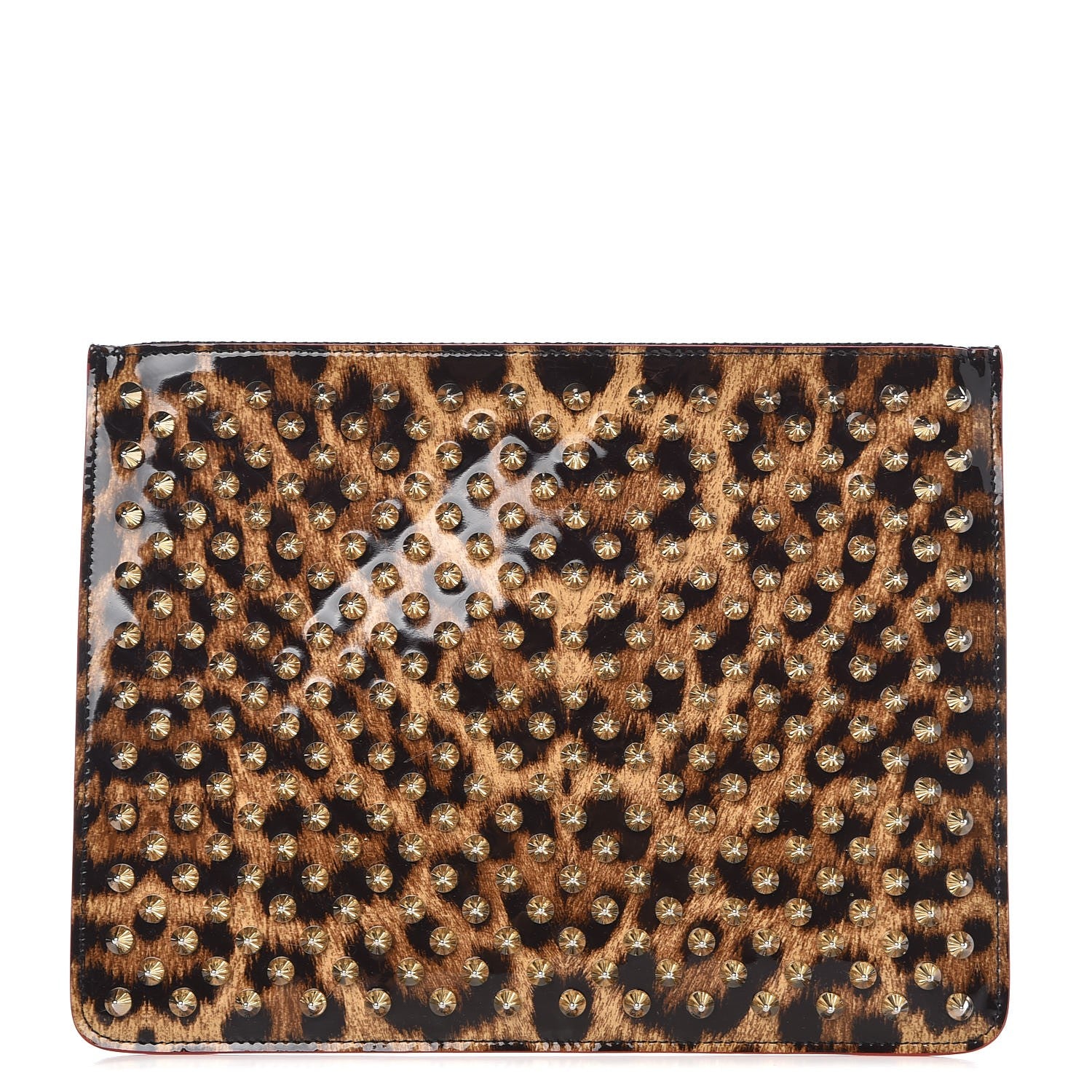 Christian Louboutin Patent Calfskin Studded Loubiposh Clutch Leopard 1 of 8