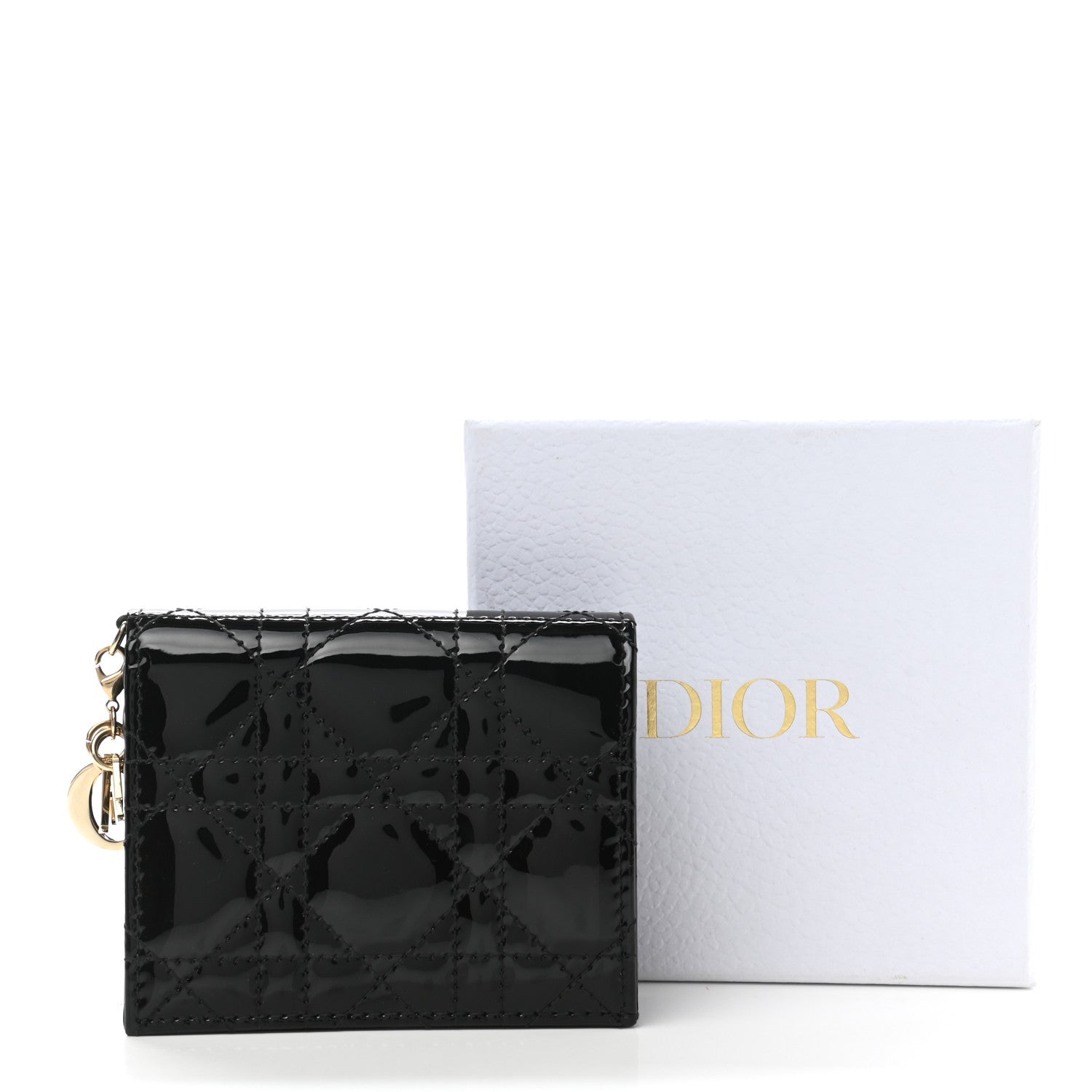 Christian Dior Patent Cannage Mini Lady Dior Wallet Black 7 of 7