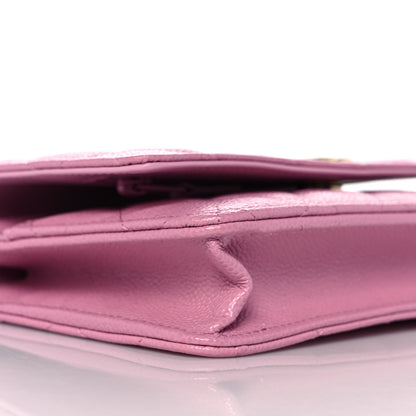 Chanel Shiny Caviar Quilted Pick Me Up Wallet On Chain WOC Pink 9 of 11