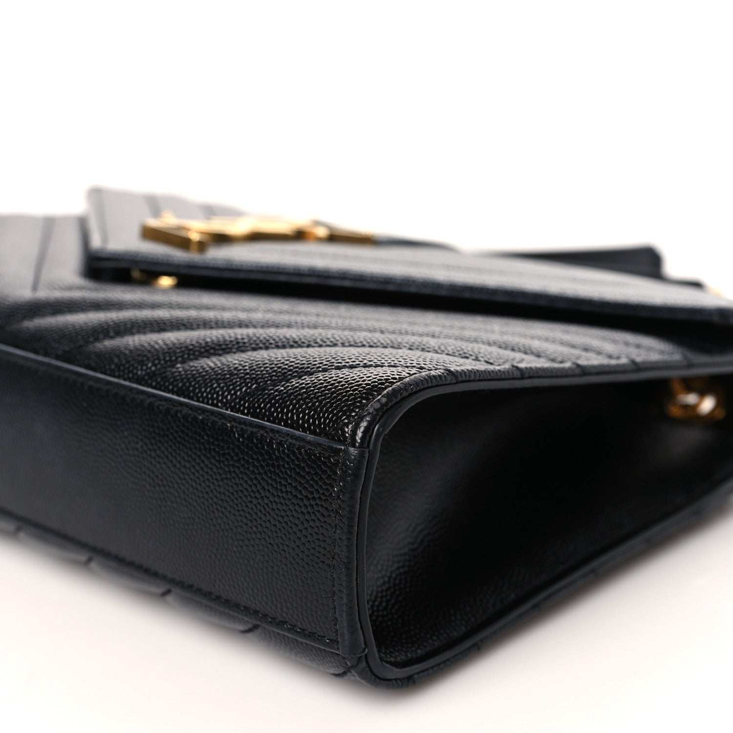 Saint Laurent Grain De Poudre Matelasse Chevron Medium Monogram Satchel Black 9 of 9