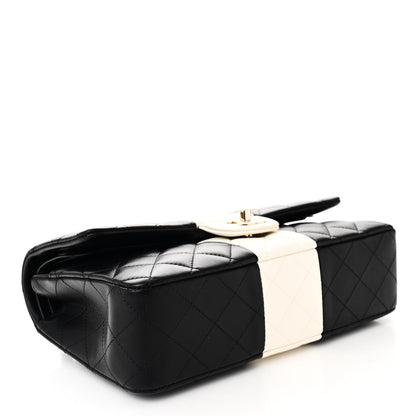 Chanel Lambskin Quilted Medium Double Flap Black White 4 of 10