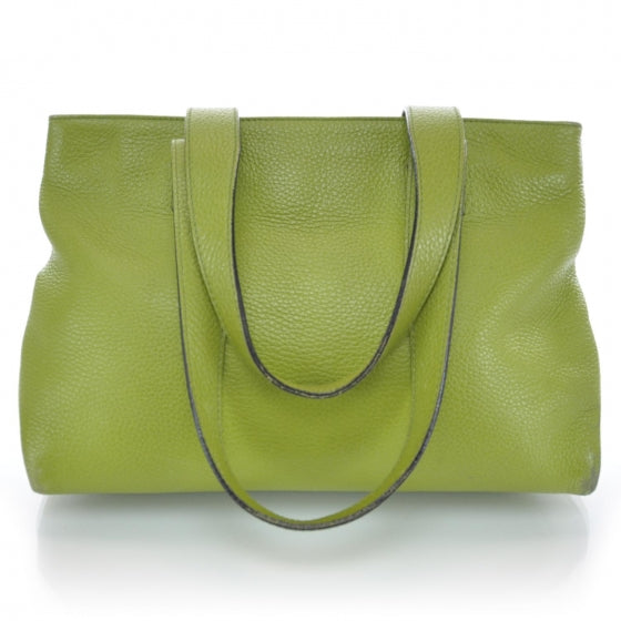 Burberry Leather Haymarket Check Horn Toggle Shoulder Bag Green 3 of 17