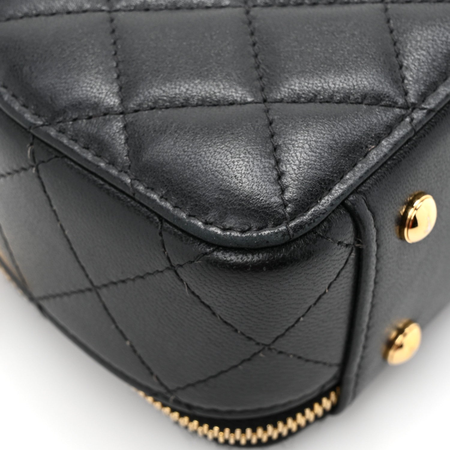 Chanel Lambskin Quilted Chic Riviera Top Handle Vanity Case Black 11 of 14