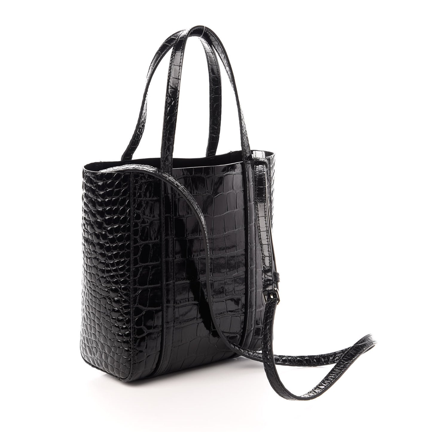 Crocodile Embossed Calfskin Small Everyday Tote Black