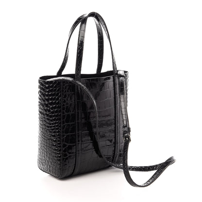 Balenciaga Crocodile Embossed Calfskin Small Everyday Tote Black 3 of 9