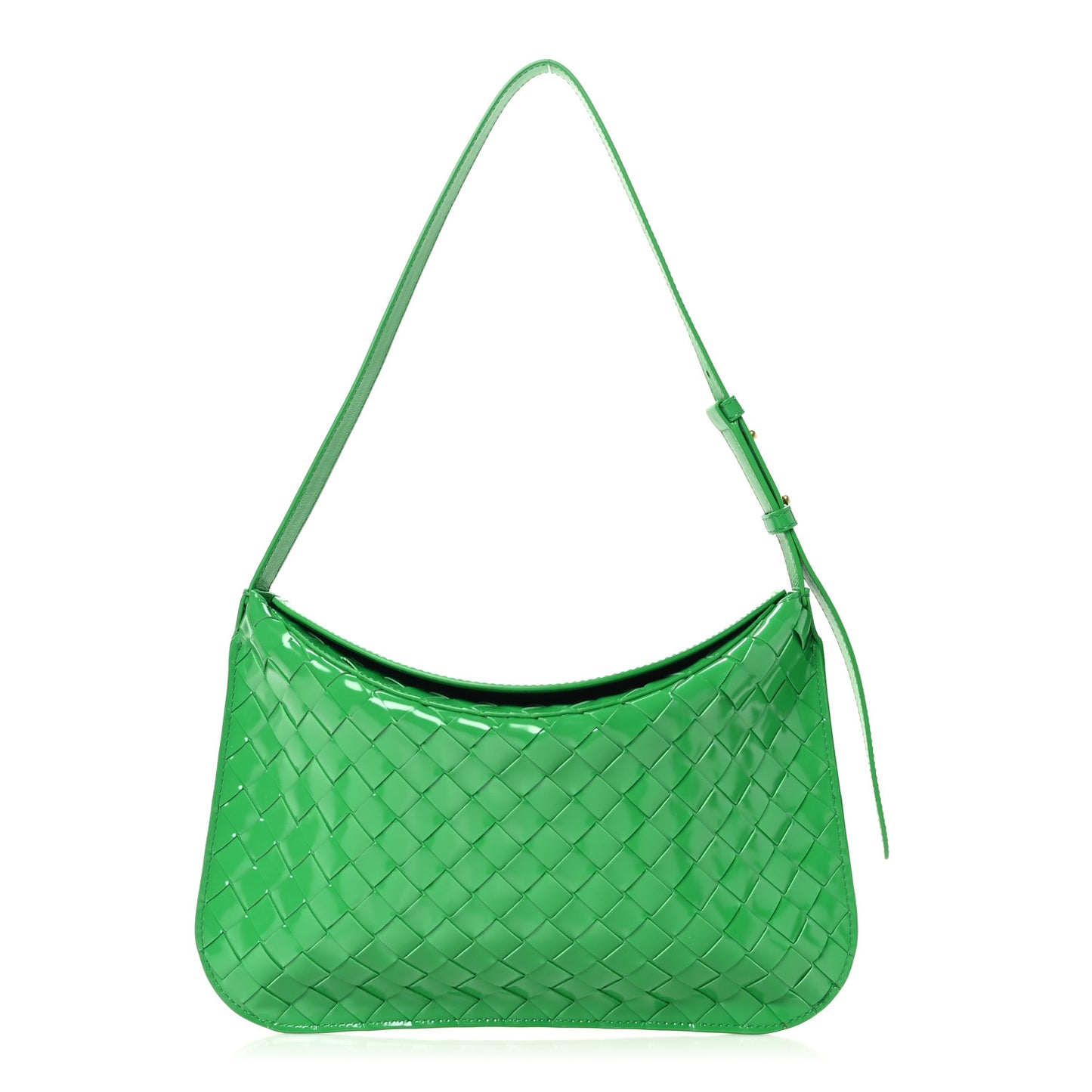 Brushed Calfskin Intrecciato Cradle Fold Over Shoulder Bag Parakeet