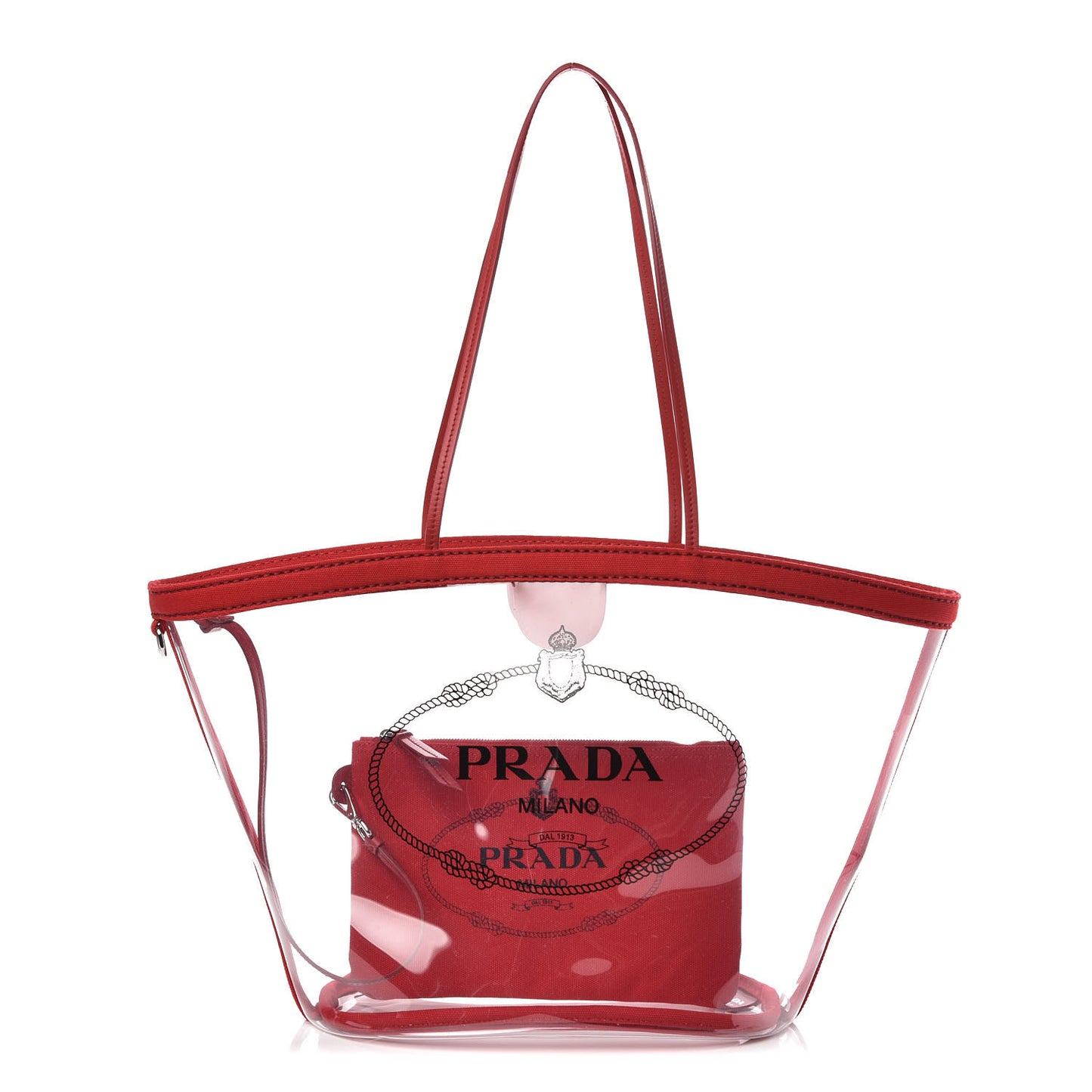 Plexiglass Calfskin Small Shopper Tote Rosso