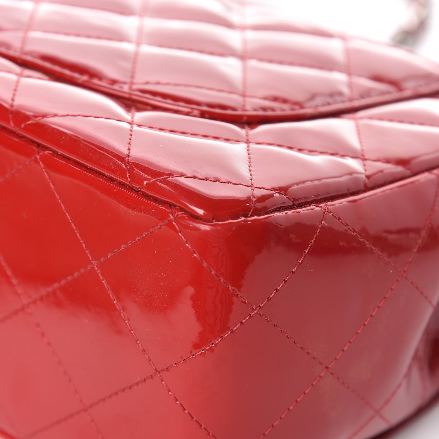 Chanel Patent Quilted Jumbo Single Flap Red 17 of 18