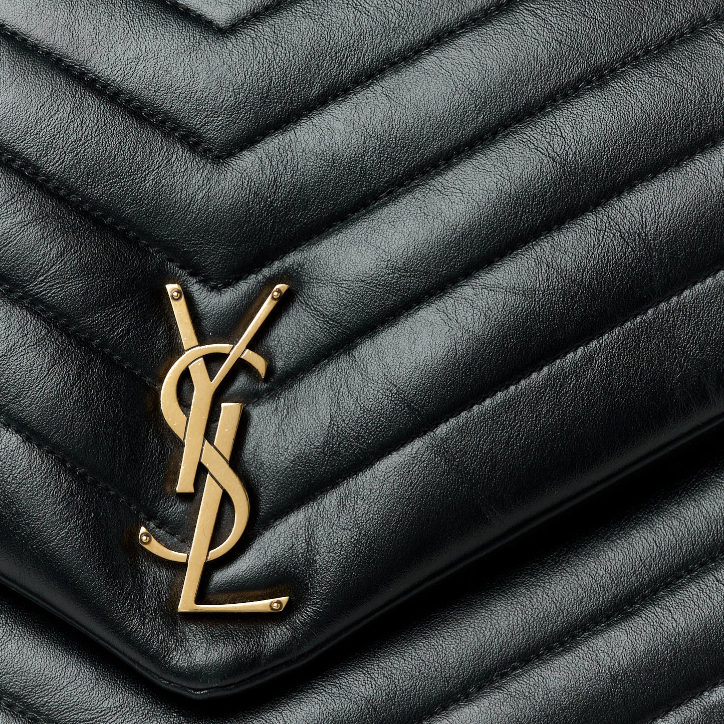 Calfskin Y Quilted Monogram Large Loulou Chain Satchel Black