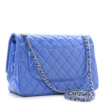 Chanel Patent Quilted Jumbo Double Flap Blue 3 of 11