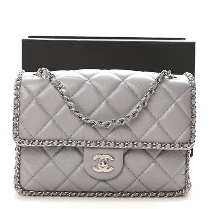 Chanel Crumpled Calfskin Medium Chain All Over Flap Grey 11 of 11