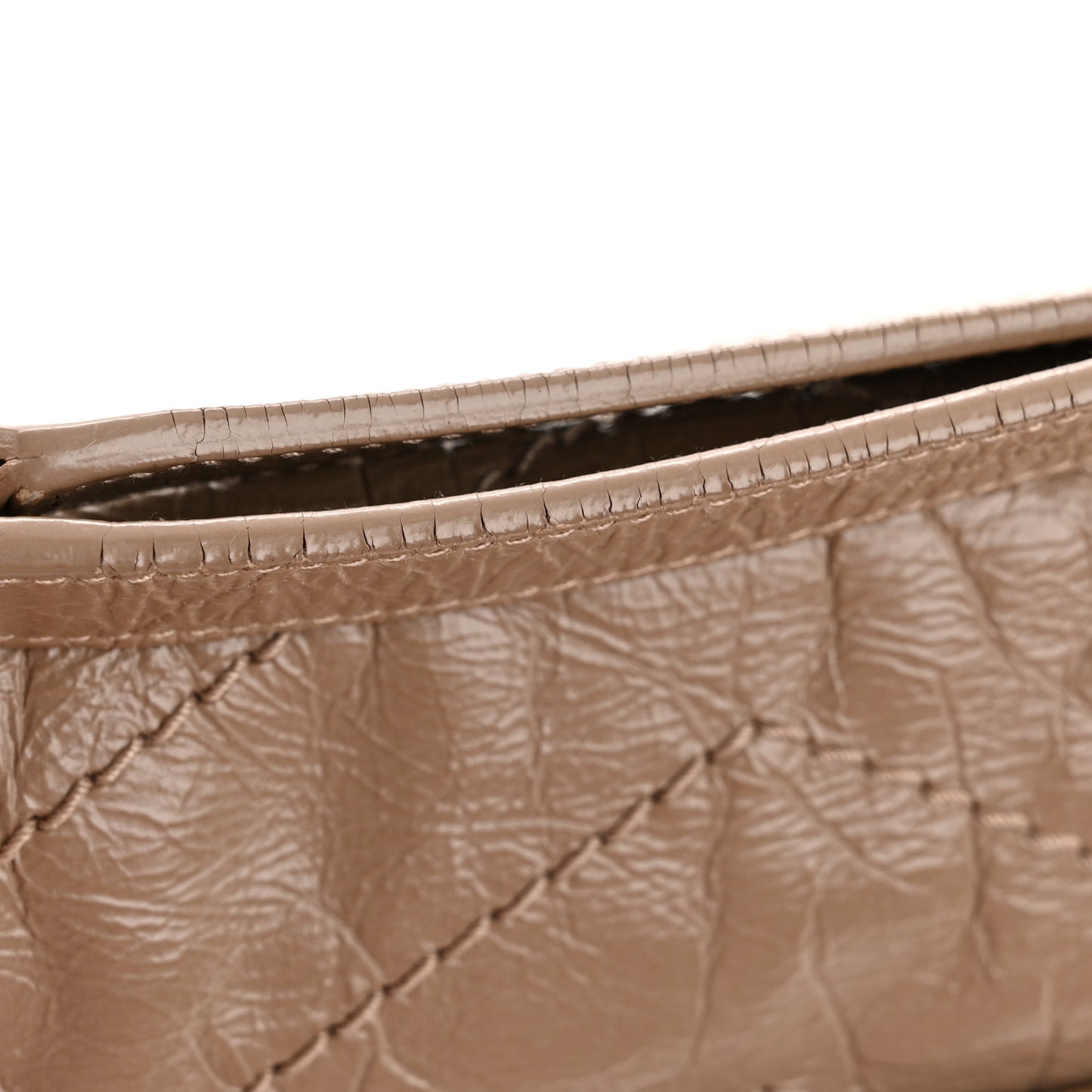 Crinkled Calfskin Matelasse Monogram Baby Niki Chain Satchel Light Taupe