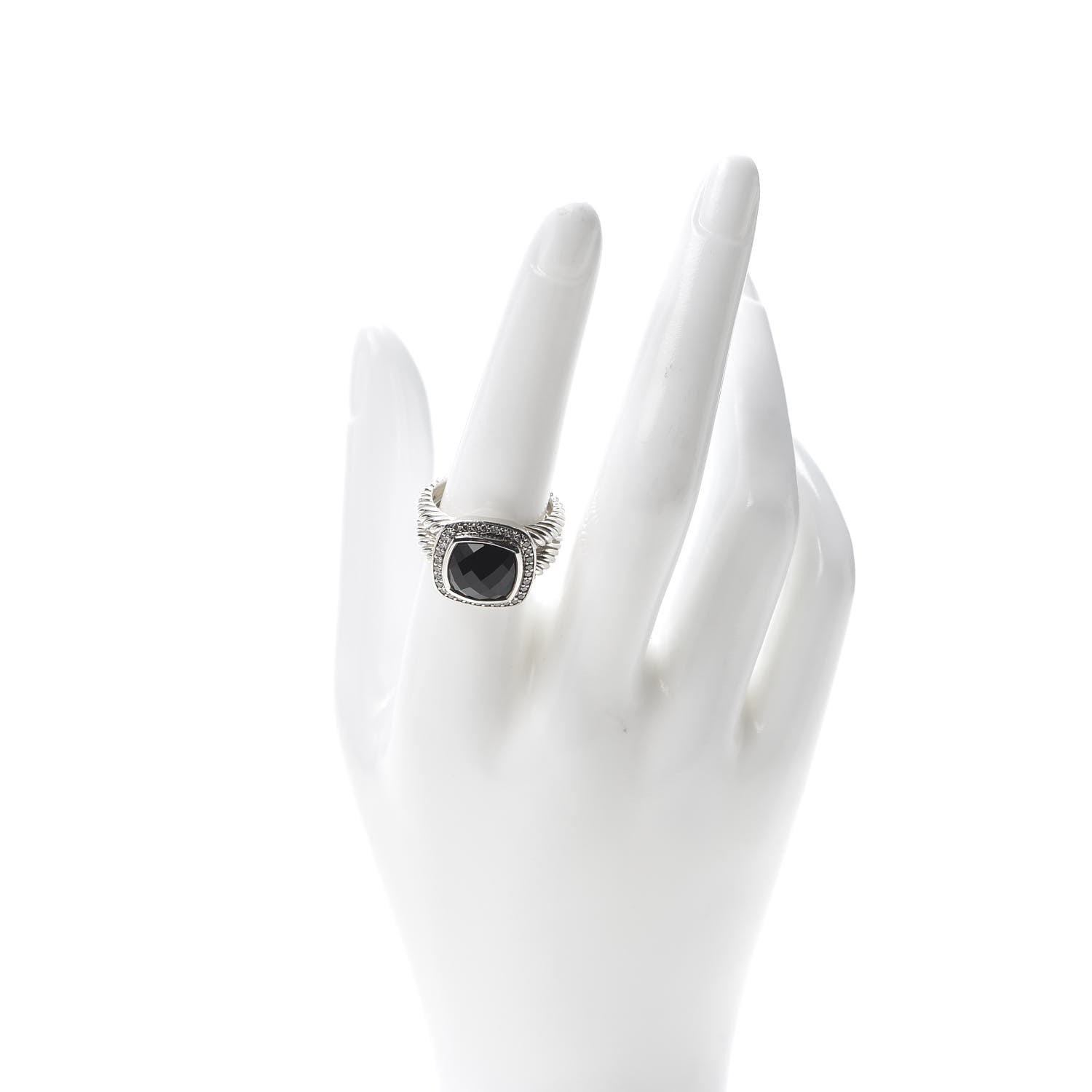 David Yurman Sterling Silver Diamond Black Onyx 11mm Albion Ring 57 8 2 of 5