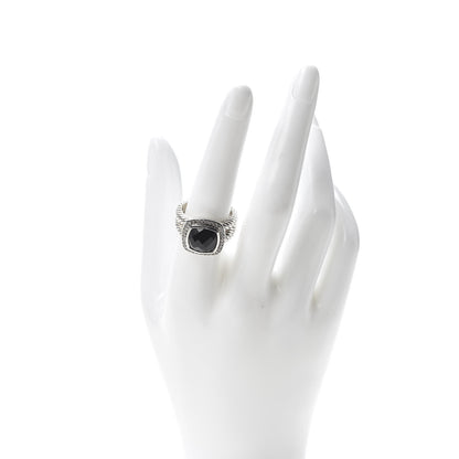 David Yurman Sterling Silver Diamond Black Onyx 11mm Albion Ring 57 8 2 of 5