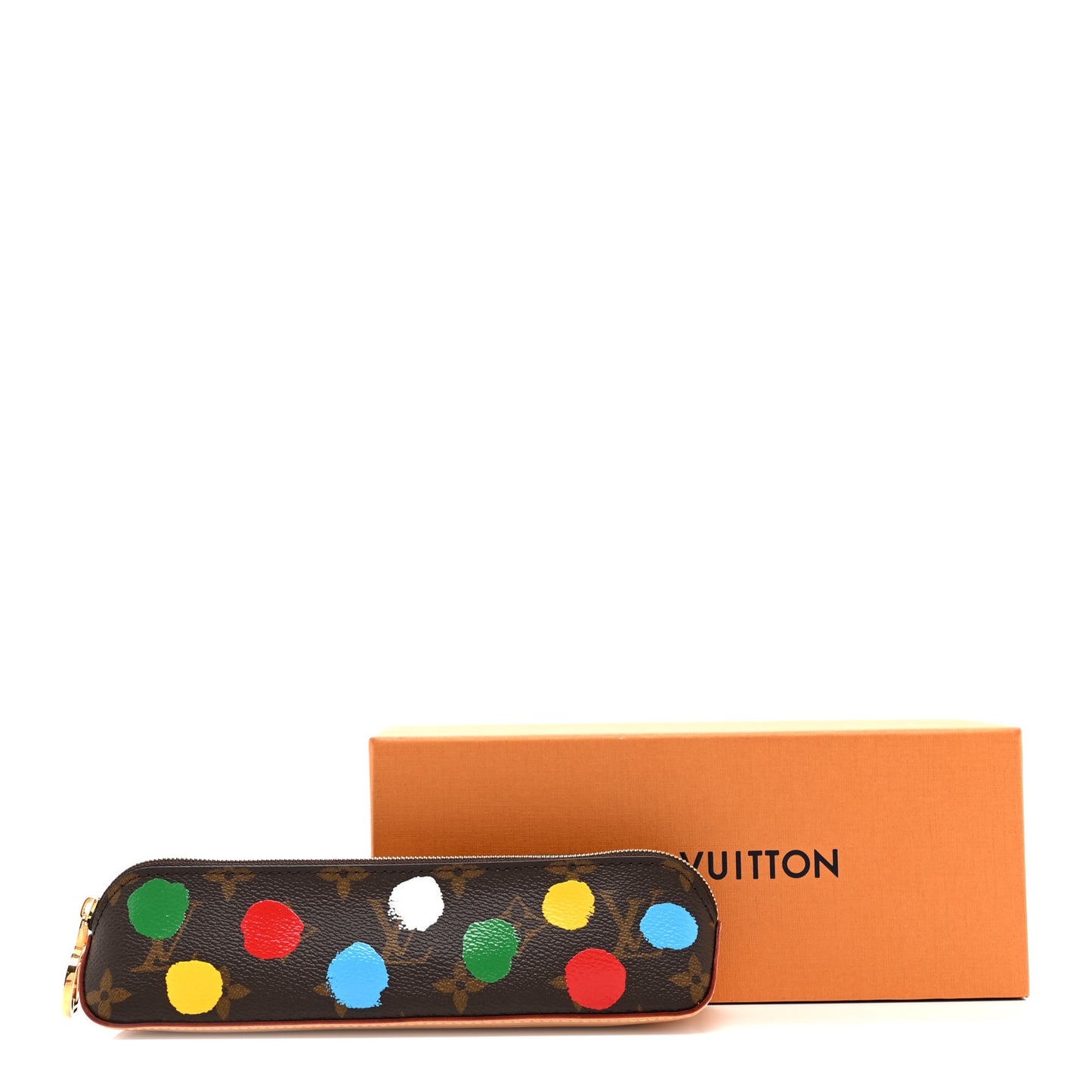 X YK Monogram Dots Elizabeth Pencil Pouch Multicolor