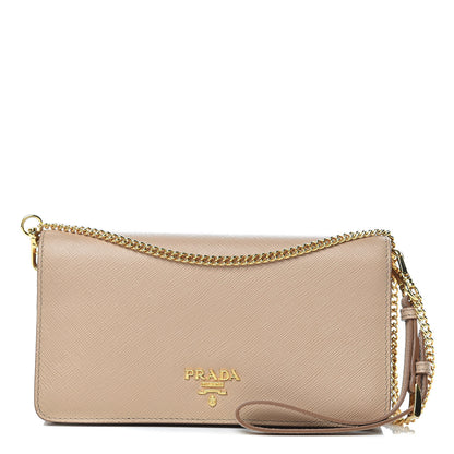 Prada Saffiano Metal Phone Wristlet Crossbody Wallet Cammeo 1 of 11