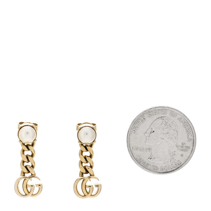Gucci Metal Pearl Double G Earrings Gold 2 of 5