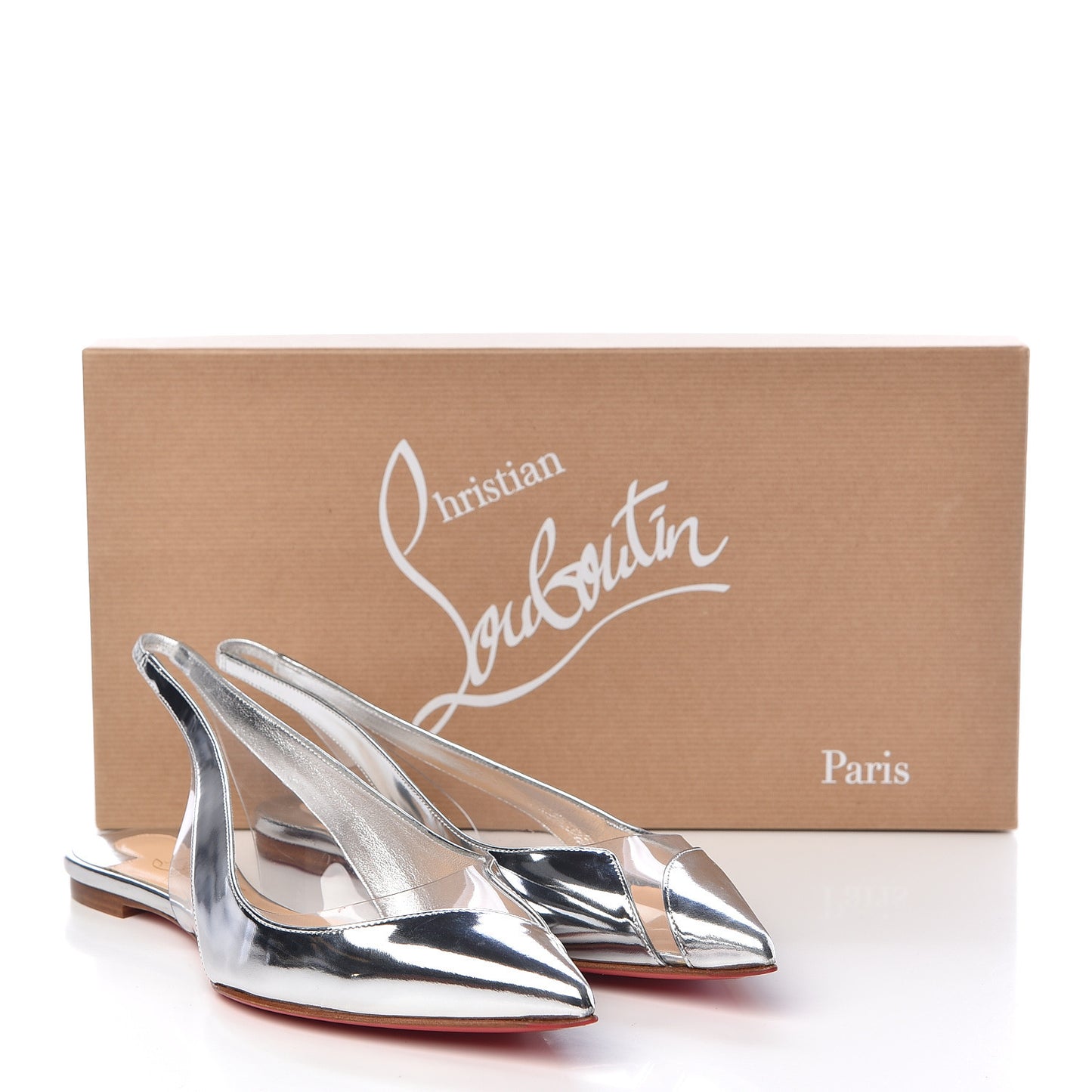 Specchio PVC V Dec Slingback Flats 36.5 Silver