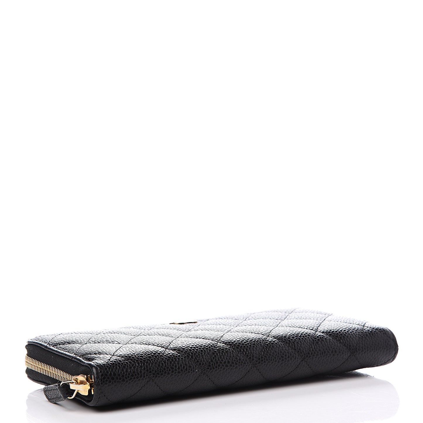 Caviar Quilted Large Gusset Zip Around Wallet Black