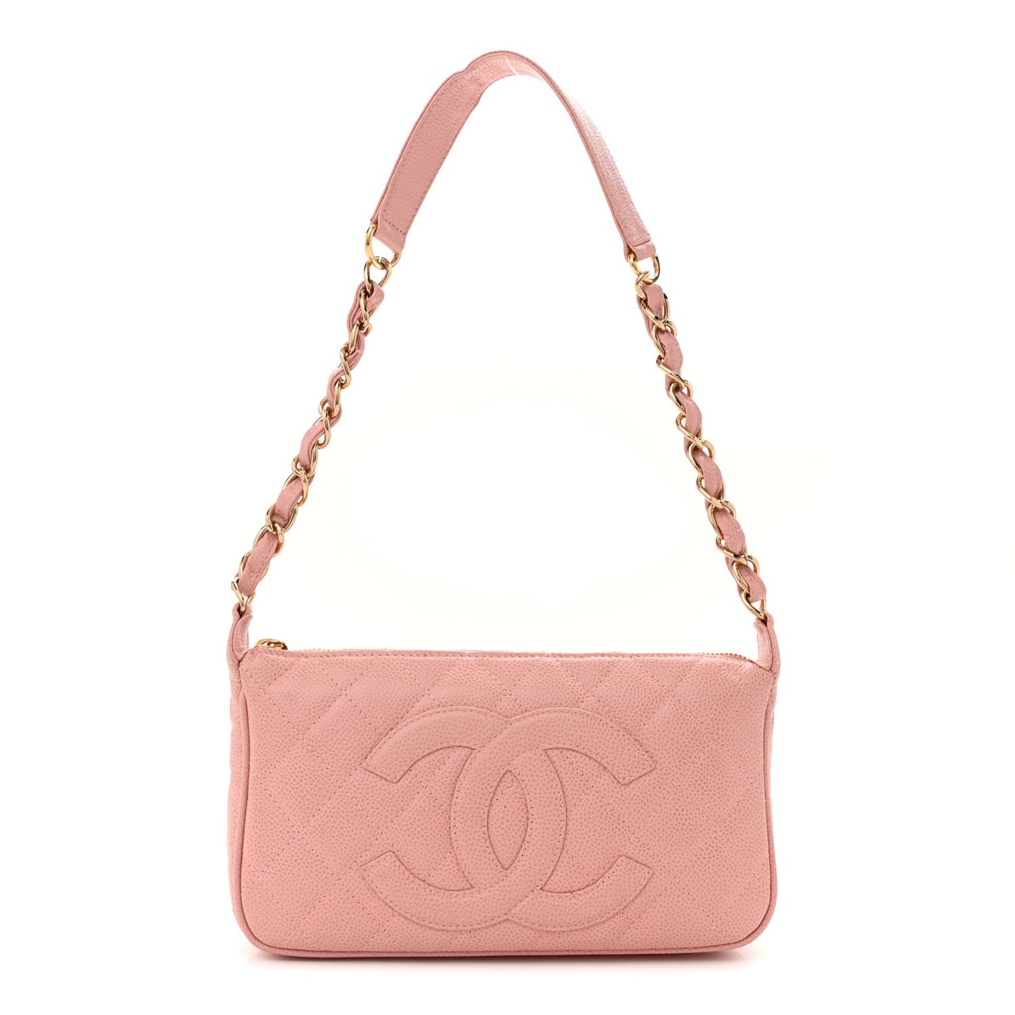 Caviar Quilted Timeless CC Shoulder Bag Pink