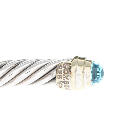 David Yurman Sterling Silver 14K Yellow Gold Blue Topaz 5mm Cable Classics Petite Color Bracelet 4 of 5