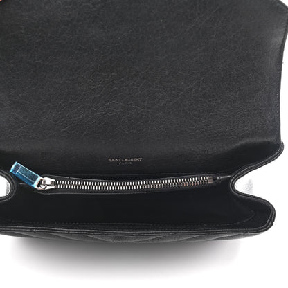 Saint Laurent Sheepskin Matelasse Chevron Monogram Medium College Bag Black 4 of 9