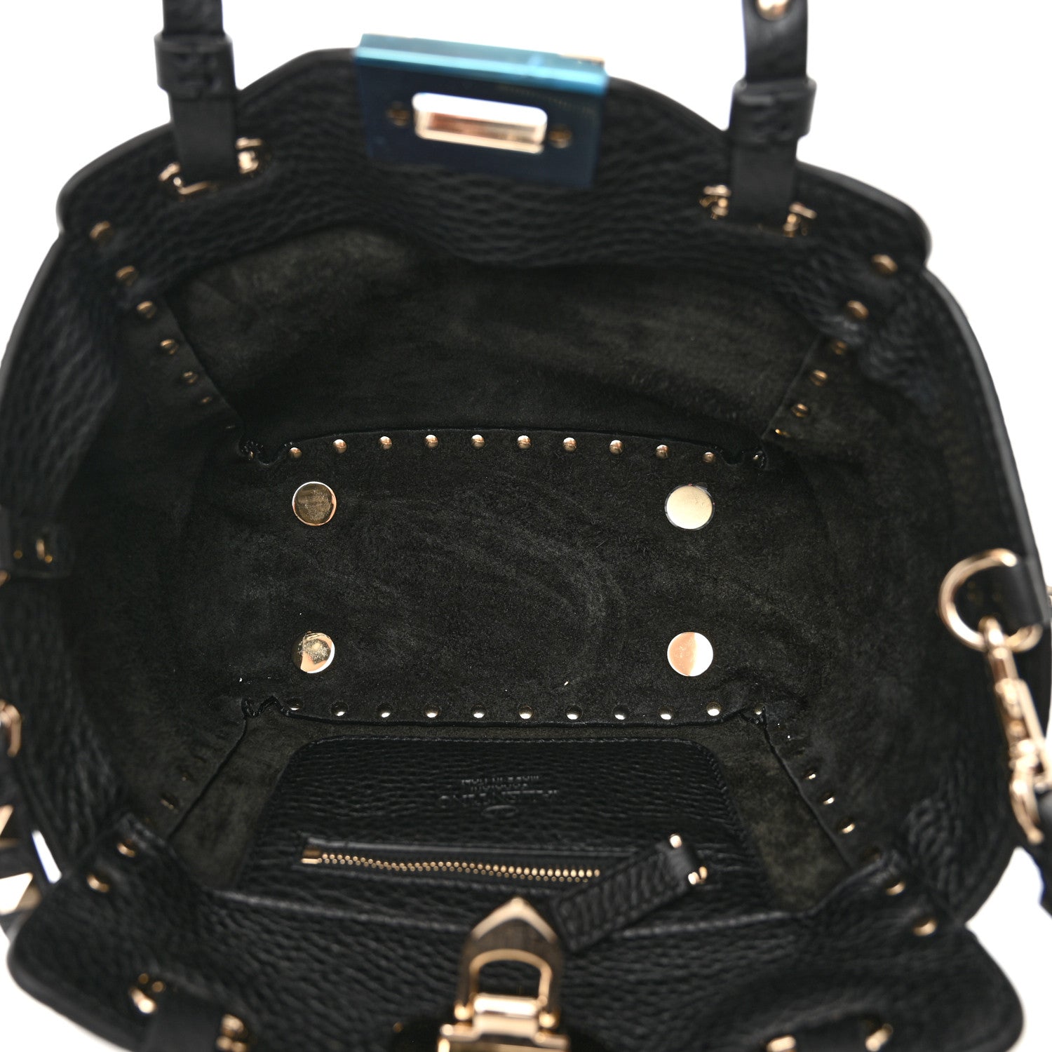 Valentino Garavani Pebbled Calfskin Mini Rockstud Tote Black 5 of 9