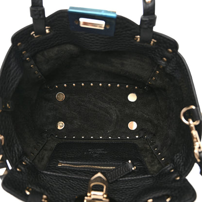 Valentino Garavani Pebbled Calfskin Mini Rockstud Tote Black 5 of 9