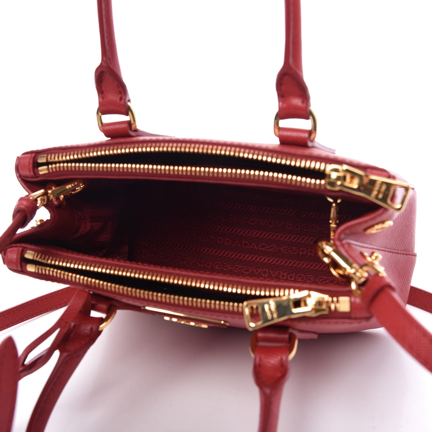 Prada Saffiano Mini Galleria Double Zip Tote Fuoco 5 of 10