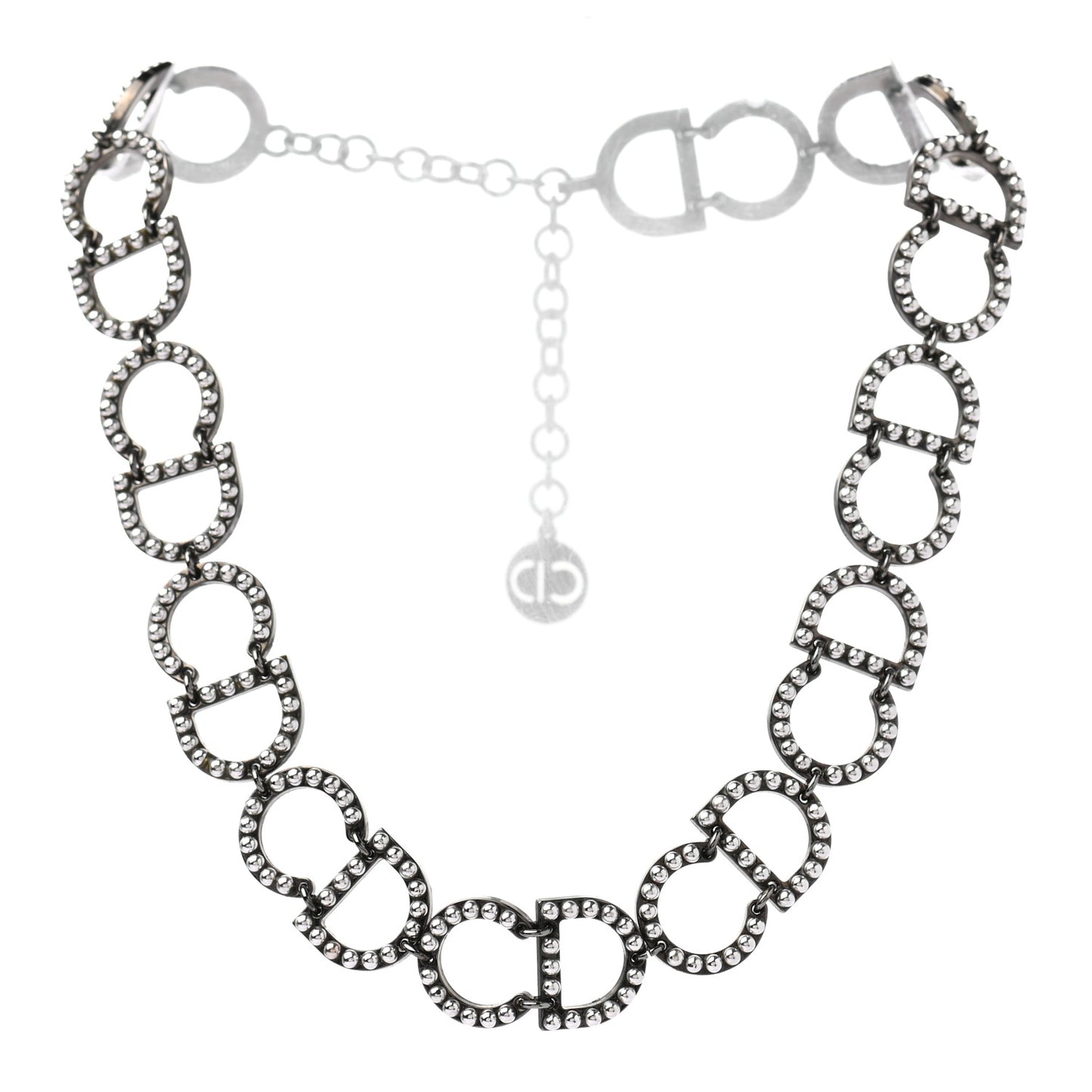 Metal Logo CD Choker Necklace Ruthenium
