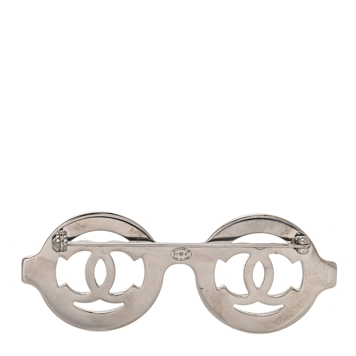 Crystal CC Sunglasses Brooch Silver