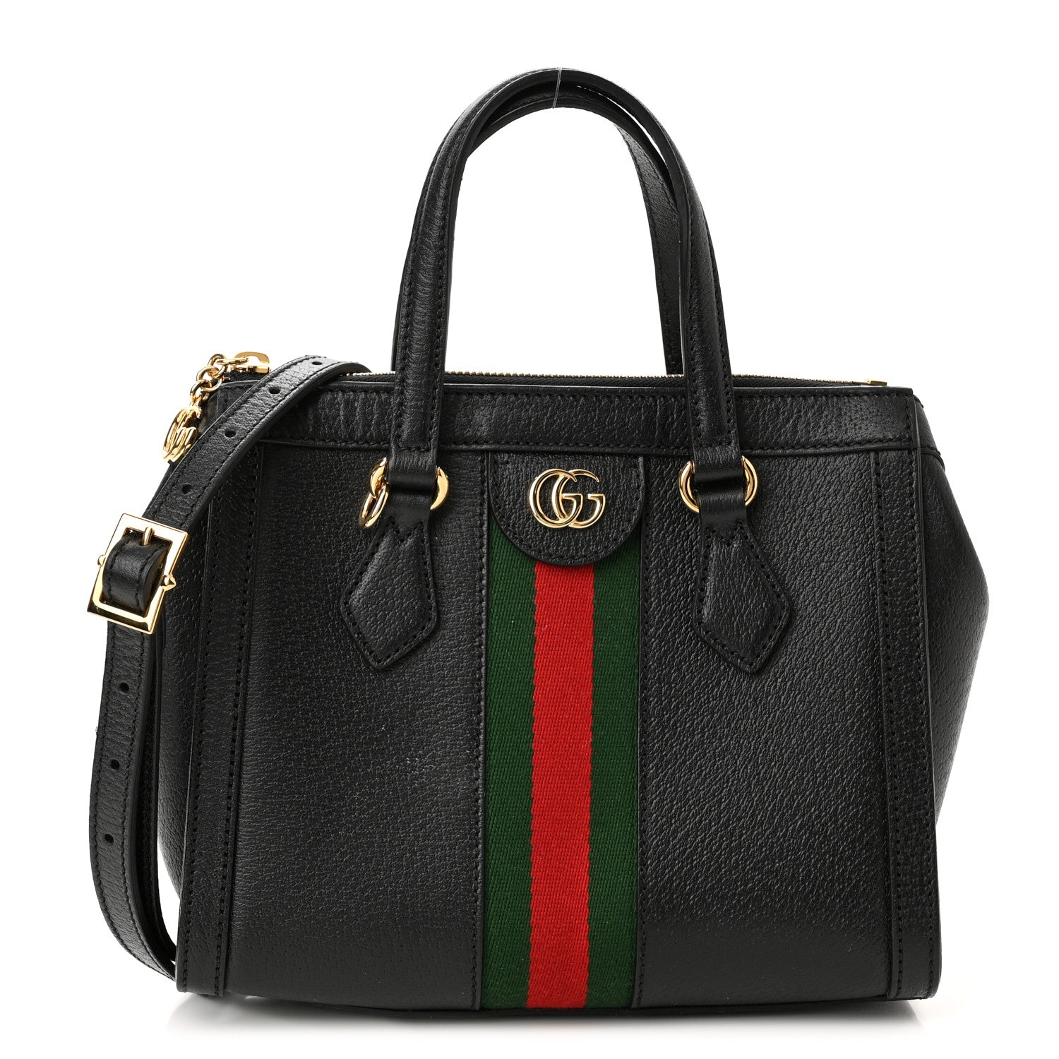 Gucci Textured Calfskin Web Small Ophidia Tote Bag Black 1 of 13