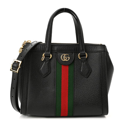 Gucci Textured Calfskin Web Small Ophidia Tote Bag Black 1 of 13