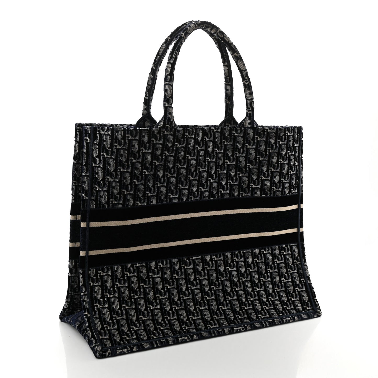 Oblique Velvet Book Tote Blue Multicolor