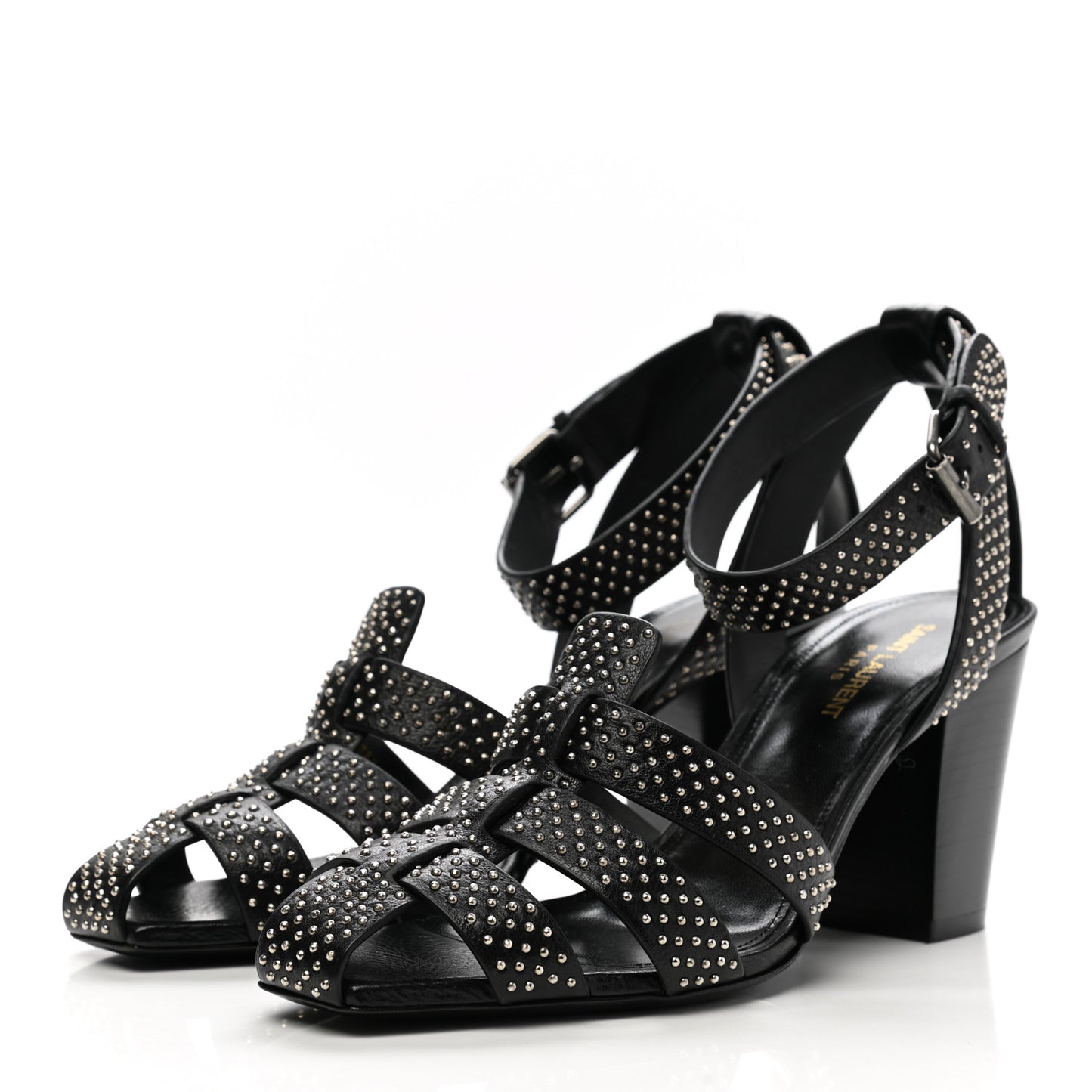 Calfskin Studded Oak 75 Sandals 40 Black